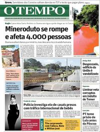 Capa do jornal O Tempo 13/03/2018