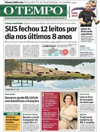 Capa do jornal O Tempo 13/07/2018