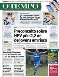 Capa do jornal O Tempo 13/09/2018