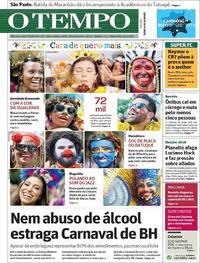 Capa do jornal O Tempo 14/02/2018