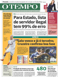 Capa do jornal O Tempo 14/05/2018