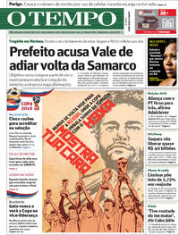 Capa do jornal O Tempo 14/06/2018