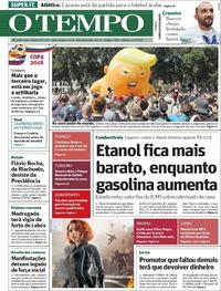 Capa do jornal O Tempo 14/07/2018