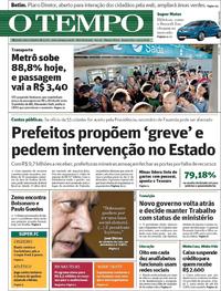 Capa do jornal O Tempo 14/11/2018