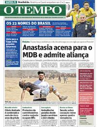 Capa do jornal O Tempo 15/05/2018