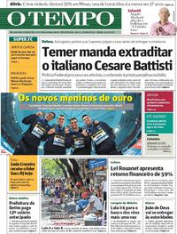 Capa do jornal O Tempo 15/12/2018