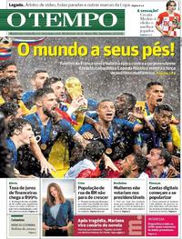 Capa do jornal O Tempo 16/07/2018