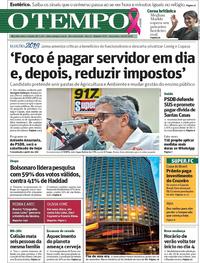 Capa do jornal O Tempo 16/10/2018