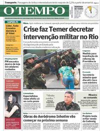 Capa do jornal O Tempo 17/02/2018