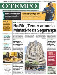 Capa do jornal O Tempo 18/02/2018