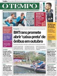 Capa do jornal O Tempo 19/07/2018