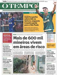 Capa do jornal O Tempo 19/11/2018