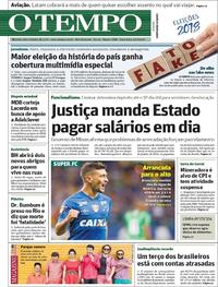 Capa do jornal O Tempo 20/07/2018