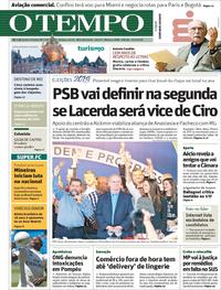 Capa do jornal O Tempo 21/07/2018