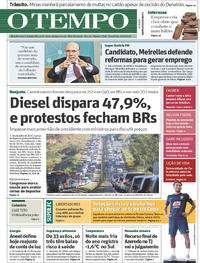 Capa do jornal O Tempo 22/05/2018