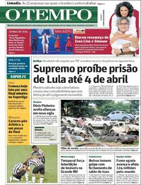 Capa do jornal O Tempo 23/03/2018