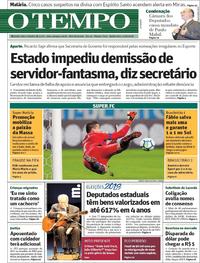 Capa do jornal O Tempo 23/08/2018