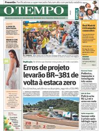 Capa do jornal O Tempo 23/12/2018