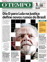 Capa do jornal O Tempo 24/01/2018