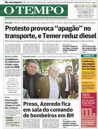 Capa do jornal O Tempo 24/05/2018