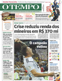 Capa do jornal O Tempo 24/06/2018