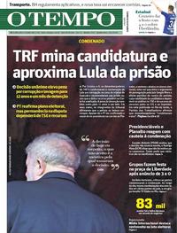 Capa do jornal O Tempo 25/01/2018