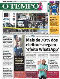 Capa do jornal O Tempo 25/10/2018