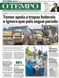 Capa do jornal O Tempo 26/05/2018