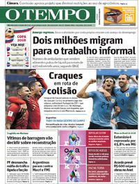 Capa do jornal O Tempo 26/06/2018