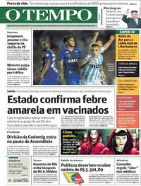 Capa do jornal O Tempo 28/02/2018