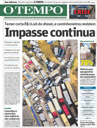 Capa do jornal O Tempo 28/05/2018