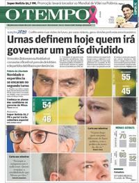 Capa do jornal O Tempo 28/10/2018