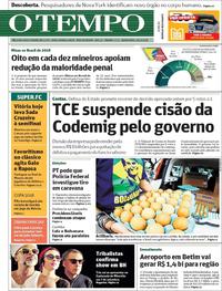 Capa do jornal O Tempo 29/03/2018