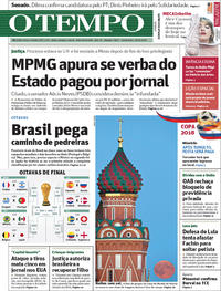 Capa do jornal O Tempo 29/06/2018