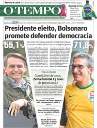 Capa do jornal O Tempo 29/10/2018