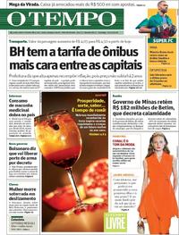 Capa do jornal O Tempo 30/12/2018