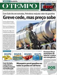 Capa do jornal O Tempo 31/05/2018
