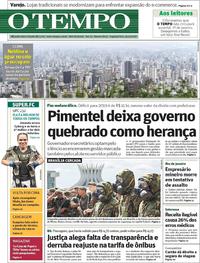 Capa do jornal O Tempo 31/12/2018