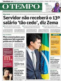 Capa do jornal O Tempo 03/01/2019