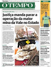 Capa do jornal O Tempo 05/02/2019