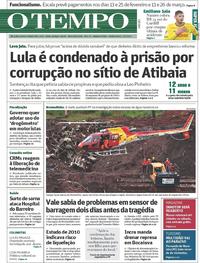Capa do jornal O Tempo 07/02/2019