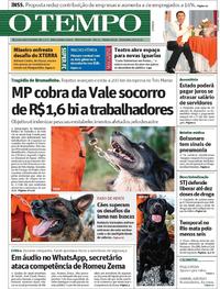 Capa do jornal O Tempo 08/02/2019
