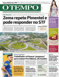 Capa do jornal O Tempo 09/01/2019