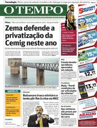 Capa do jornal O Tempo 09/04/2019
