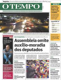Capa do jornal O Tempo 11/01/2019