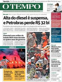 Capa do jornal O Tempo 13/04/2019