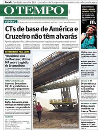 Capa do jornal O Tempo 14/02/2019