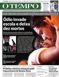 Capa do jornal O Tempo 14/03/2019