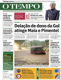 Capa do jornal O Tempo 14/05/2019