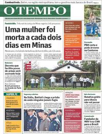 Capa do jornal O Tempo 15/01/2019